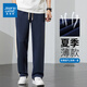 Trueves sommer dünne eisige seiden lässige jogpants für Männer loser gerade Sporthosen atmungsaktiv und vielseitig gestreifte Weitbeinhosen 848B Royal Blue XL