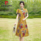 Pier Cardin Cheongsam for women mid-length summer women's clothing 2025 new middle-aged mother's short-sleeved cheongsam skirt improved retro dress 698 purple 3XL Recommended 125-136Jin [Jin equals 0.5 kg]