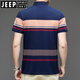 
JEEP SPIRIT2025 summer new pure cotton embroidered short-sleeved men's t-shirt striped casual lapel large size POLO shirt men 3523 dark green M 170/48