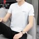Pierre cardin high-end ice silk cotton quick-drying summer cotton short-sleeved T-shirt men's blouse v neck trendy fashion new half-sleeved men's slim fit T [Father's Day gift] Dark gray Q693 M 90-100Jin [Jin equals 0.5 kg]
