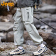 JEEP overalls men's autumn and winter American loose straight multi-pocket casual mountaineering sports pants white gray XL