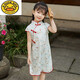 G.Duckkids Children's Cheongsam Kleid 2024 Neue Frühlings- und Sommer kleine und mittelgroße Kinderbaby Seide Thin Girl Hanfu Chinesischer Stil 6627 Pink Small Blumen 110 Größe 6 (-Cm)