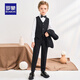 
Romon children's suit vest suit boy British style host dress flower boy performance suit black 140