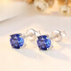 Fat Donglai quality tanzanite earrings sapphire women's Japanese and Korean inlaid colored gemstone earrings silver plated 18k