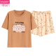 Pajama de pijamas de manga corta de mujeres modales ropa de algodón puro para algodón para el hogar puro algodón puro fuera de los delgados dibujos animados de verano y9857 m Recomendado 75-95Jin [Jin equivale a 0.5 kg]