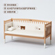 ULOP beech crib spliced bed solid wood with guardrails, liftable bedside and wide bed, adult can sleep children's baby bed, 200*60 single bed + extension board + 4D mattress + 5-piece set. The event will give you a washable 4D air fiber mattress 8CM