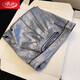 Langsha Ice Silk Pajamas Summer Men's Teen Short Sleeve Cardigan Home Suit Thin Summer 2025 New Set 673 Jacquard Black GG Black 3XL