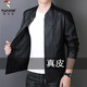 Woodpecker (TUCANO) men's brand high-end official 2025 new Haining genuine leather jacket men's slim-fit stand-up collar goatskin jacket casual pure black strong and soft spring and autumn style XL 180 recommended 125-140 Jin Jin equals 0.5 kg