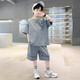 [Boys summer suit] 2025 new children's summer handsome trendy medium-sized children's short-sleeved boy sportswear NN-A1081 [Gray] 150
