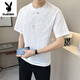 Playboy (Playboy) Herren Kurzarm T-Shirt Sommer Thin Fashion Chinese Style T-Shirt T9859 Black M Empfohlenes Gewicht 95-110jin [Jin entspricht 0,5 kg]