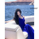 XCFREHT【现货】蓝色挂脖吊带连衣裙女2025夏季名媛礼服裙感轻奢长裙 挂脖蓝色连衣裙 【面料】 M 建议96-105左右穿