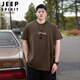 JEEP SPIRIT美式休闲大码纯棉短袖T恤男夏季潮牌ins胖子宽松加肥加大圆领半袖 A6623-白色 2XL (建议140-160斤)
