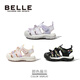 Belle children's shoes, girls' river shoes, 25-year new summer outdoor beach shoes, boys' sports sandals, purple/beige 29