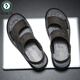 Holzspecker Herrenschuhen Sommer 2025 Neue Sandalen Herrenleder lässig Outdoor Outdoor Outdoor Outdoor Sohle Wear-Resistant Langable und Anti Slip 9715 Black Upgrade 42