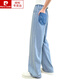Pierre Cardin Girls 'Hosen Sommer Dünne Kinder Jeans Mädchen Sommerkleidung 2025 Neue Hose mit breitem Bein 15013 Blau + 9921 Weiß M 170c