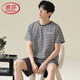 
Langsha Light Luxury Men's Pajamas Men's Summer Short Sleeve Pure Cotton Men's Summer Thin 2025 New Boys Large Size Home Clothing HDE-9928 L Men
