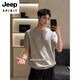JEEP SPIRIT老钱风亨利领短袖男款夏季美式POLO.衫cleanfit感冰丝针织t恤 浅灰色 M 建议90-120斤