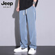 JEEP SPIRIT休闲裤男夏薄款2025新款冰丝直筒裤男款潮牌帅气运动裤百搭长裤子 1048黑色 M （28-29码）体重95-110斤