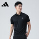 adidas阿迪达斯短袖男新款运动商务翻领POLO衫休闲T恤运动服 黑色 IN6626 2XL （建议体重180-200斤）
