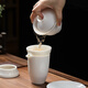 Yuanqing Jiasheng complete set of Kung Fu tea set Chinese white mutton fat jade porcelain tea set set cover bowl male cup tea drain three-piece set
