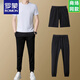 Camiseta de manga corta de Romon para hombres Reduck Round Casual Sports Traje transpirable de dos piezas Summer 2025 Nuevo pantalones Traje de pantalones cortos grises 13601 M 165