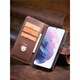Shiqifan is suitable for vivoX100 mobile phone case, flip-top leather case, mobile phone case, flip-top protective cover, wallet type card holder, anti-fall, wear-resistant, front and rear full-cover leather case, brown + same style leather cord, vivoX100