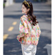 
Shangjing Monet Garden Sunshade Thin Age Reducing Jacket 25 Summer New Vibrant Floral Loose Long Sleeve Top for Women