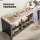 Shuaishi (shuaishi) kitchen rack floor-standing dining side storage cabinet cabinet microwave oven pot storage rack cupboard utensils gray 3 layers 120 long [rock plate nail-free] adjustable floor height