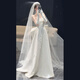 Wenmi fishtail wedding dress bridal main yarn high-end tube top satin light dress for women 2025 new simple texture engagement outing white small tail no free veil S