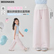 
moonkids girls summer pants children 2025 new summer dress striped wide-leg pants girls casual sweatpants lace straight pants two-pair [15292 pink + 15277 blue] 110 cm