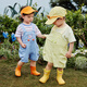 Mini Bala (Minibala) Mini Bala Overalls Anzug an Kurzärärmel-Jungen und Mädchen Kinder hautfreundlich atmungsaktiv und nicht leicht zu schwitzen Süßes Sommergrau und Blau A81301 90