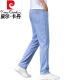 Pierre cardin ice silk jeans men's summer 2025 new thin summer high-end slim straight stretch versatile trousers 9767 light blue + 806 light blue Special offer 2 pieces 28