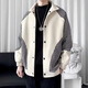 S.Sofea Men's Veste Couple Style Spring and Automne Casual Handsome Vintage2025 M W9906 + Manches longues blanches + pantalon à cordon gris + collier XL [115-130Jin [Jin est égal à 0,5 kg]]]