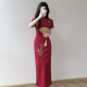 
DanZhuNa purple new Chinese dress 2025 summer new women's clothing girl's young improved temperament cheongsam long skirt 9764 yellow cheongsam (no accessories) 2XL