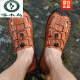 Sandalias de carpintería de carpintería de cuero genuino para hombres zapatos de playa transpirables verano 2025 Nuevos zapatos de agujero hueco de la cabeza al aire libre