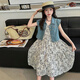 Zuo Feiluo 3524 Mädchen Kleid Sommeranzug 2025 Sommeranzug mittelgroße Kinder modische Weste Denim Zweiteiler Prinzessin Weste 120