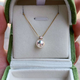 Hunter Seawater Akoya Pearl Simple Princess Diana Style 18K Gold Diamond Princess Style Pendant Necklace Heavenly Quality Extremely Bright Seawater Akoya + 18K Gold Diamond (Including Silver Plated 8.5-9mm