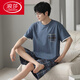 Los pantalones cortos de manga corta de verano para hombres de Langsha Pajamas para las franjas de algodón delgadas de verano se pueden usar fuera de ropa casual casual traje de ropa cómoda DGG-Z679 9347 L [recomendado 100-130Jin [Jin equivale a 0.5 kg] desgaste]