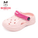 Babudou children's shoes for girls summer indoor slippers breathable children's hole shoes 117552139 fruit powder/fluorescent rose red 31-32