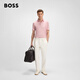 Boss Boss [Geschenk am chinesischen Valentinstag] [Gleiches Modell in Beckham] Herren 25-jähriger Herbst-Leinen-Polo-Shirt 673-Pink L.