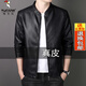 Woodpecker (TUCANO) men's brand high-end official 2025 new Haining genuine leather jacket men's slim-fit stand-up collar goatskin jacket casual pure black strong and soft spring and autumn style XL 180 recommended 125-140 Jin Jin equals 0.5 kg