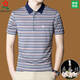 
Mengtejiao 2025 spring and summer short-sleeved T-shirt men's 100 mulberry silk summer casual lapel striped middle-aged POLO shirt 11FCY-N7003 green 11 2XL 185