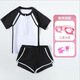 Wanjian Girls Swimsuit Split Two-piece Set Sports Style Boxer Conservative Girls Small, Medium and Large Children Casual Swimwear Black Swimming Goggles/Nose Clip Earplugs 5XL Recommended 150-160C