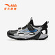 ANTA (ANTA) children's sandals, boys' shoes, 2026 spring new breathable Velcro shark toe outdoor beach shoes black/silver-1 37