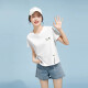 
Yalu white short-sleeved T-shirt for women in summer 2025 new Korean hem slit loose and versatile short top Apricot letter 9794 small left chest white S 80-100Jin [Jin equals 0.5 kg]