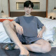 雅鹿睡衣男夏季短袖短裤棉质青少年初中学生套装男款家居服胖子4XL HDE9928 L