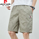 皮尔卡丹（pierre cardin）2025夏季男士休闲短裤纯棉运动休闲裤沙滩五分男直筒裤子 豆绿色9215 L 建议120-140斤