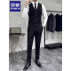 Romon Suit Vest Suit Set Men's Wedding Groomsmen's Group Dress Business Casual Large Size Workwear Vest Professional Outfit LT8801 Black Vest XL (175)