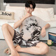 Yougang pajamas for men in summer short-sleeved pure cotton thin style for teenagers in summer can wear outside and add fat to increase the size of men's home clothes. 1503 XL (175cm recommended weight 130-155)