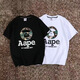 Aape kurzärmelige Sommermänner und Frauen gleiche vielseitige Paar halbärmelige Hemd-Tarn-Affen-Kopf-Trend Black 691 Pure Cotton High-Qualität M 90-110Jin [Jin entspricht 0,5 kg]